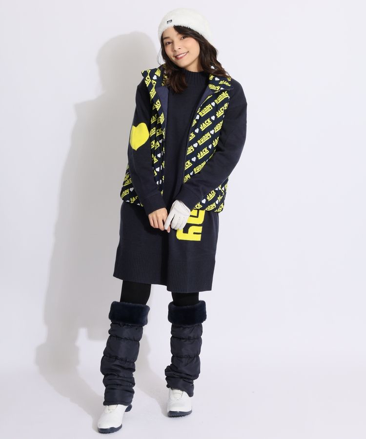 ジャックバニー JB 【防風】ハートロゴボトルネック裏地付きニット