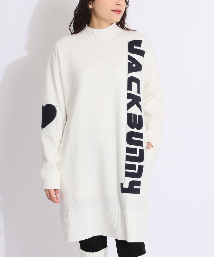 ジャックバニー JB 【防風】ハートロゴボトルネック裏地付きニット