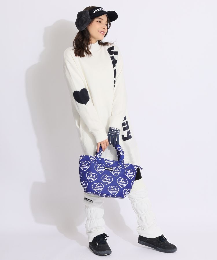 ジャックバニー JB 【防風】ハートロゴボトルネック裏地付きニット