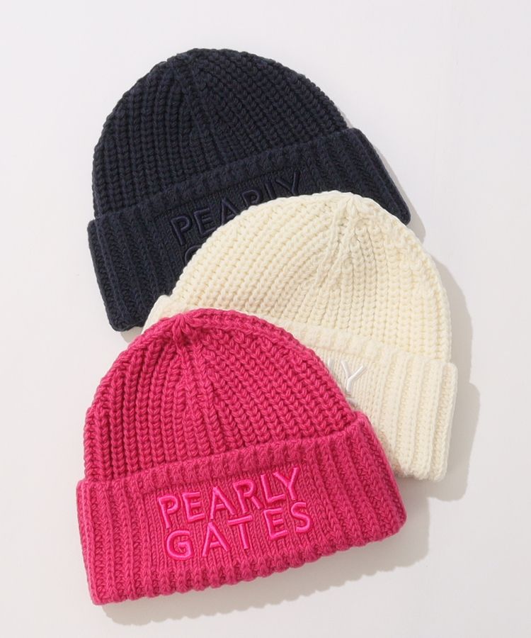 パーリーゲイツ PG ビッグロゴ刺繍シンプルニット帽 レディースゴルフ