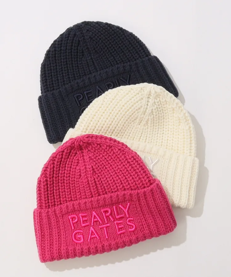 パーリーゲイツ PG ビッグロゴ刺繍シンプルニット帽 レディース