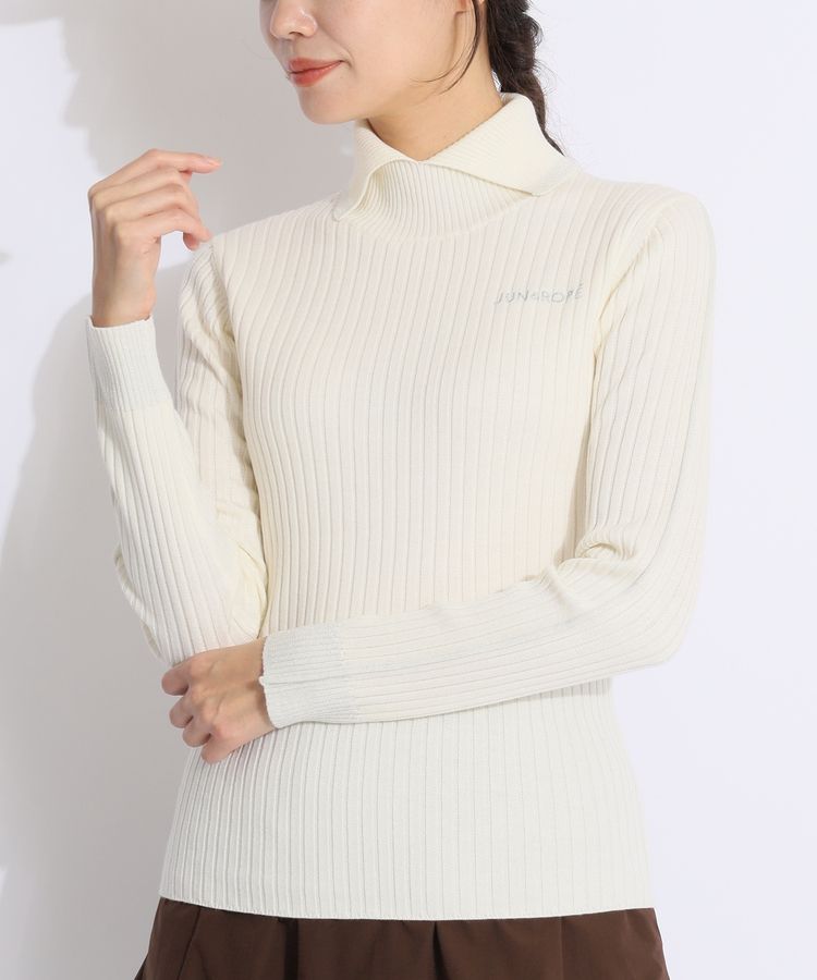 ジュン＆ロぺ JR ラメライン衿付きリブニット レディースゴルフ