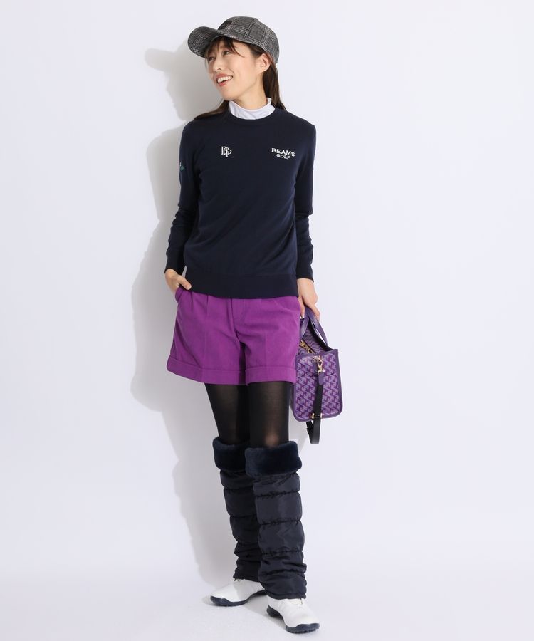 ビームスゴルフ BE 【防風ストレッチ】裏地付きロゴ刺繍クルーネック