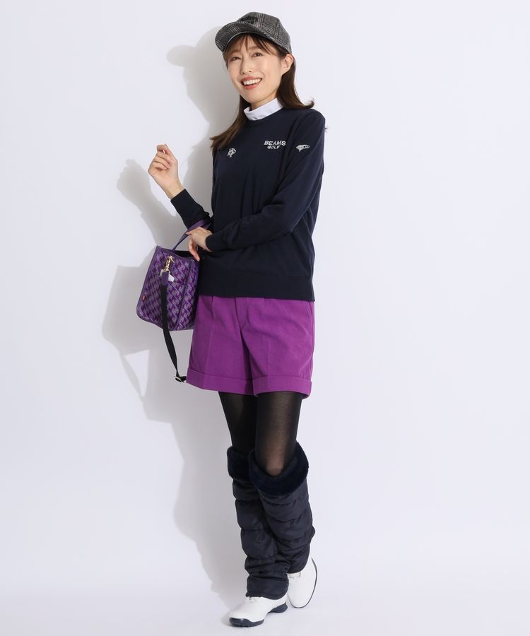 ビームスゴルフ BE 【防風ストレッチ】裏地付きロゴ刺繍クルーネック