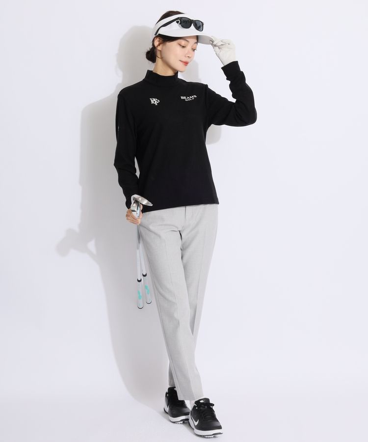 ビームスゴルフ BE 起毛マルチロゴ刺繍モックネック長袖カットソー