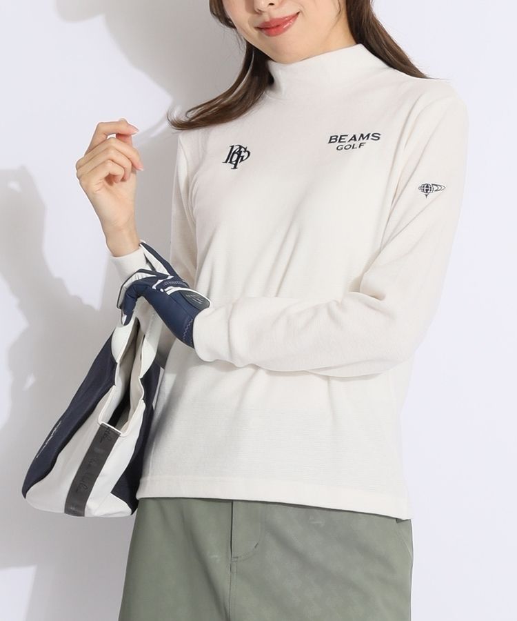 BEAMS GOLF ビームスゴルフ モックネック 長袖カットソー ロゴ刺繍 BEAMS GOLF ビームスゴルフ モックネック 長袖カットソー ロゴ