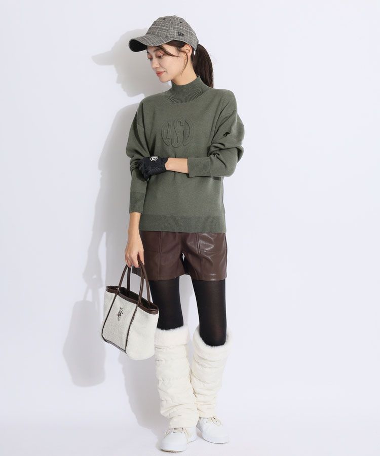 デサントゴルフ ウールハイネックセーター レディース【1】 デサントゴルフ DE 【DSGCOLLECTION】エンボスロゴサイドリブ