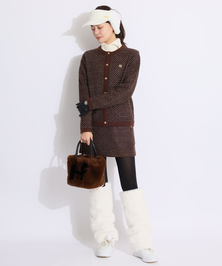 セントアンドリュース SA 裏地付きツイード風ニットカーディガン