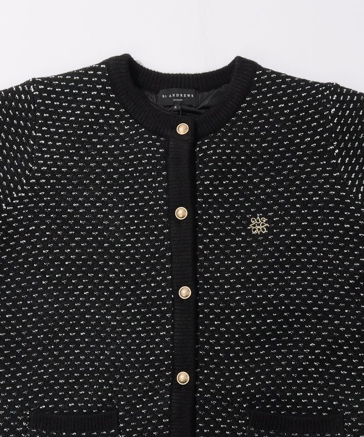 セントアンドリュース SA 裏地付きツイード風ニットカーディガン