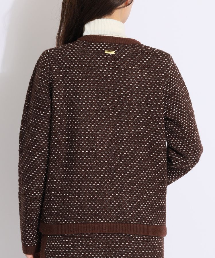 新品タグ付☆定価¥37,400 セントアンドリュースツイード風ニットカーディガン セントアンドリュース SA 裏地付きツイード風ニットカーディガン