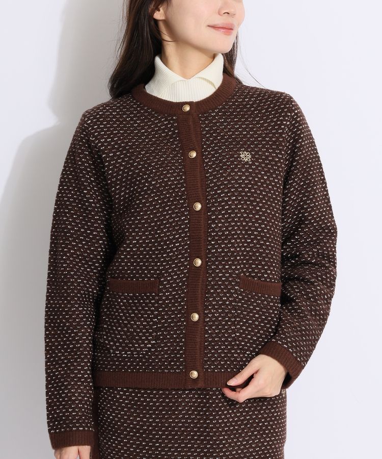 最終価格‼︎47%OFF●新品☆セントアンドリュースツイード風ニットカーディガン セントアンドリュース SA 裏地付きツイード風ニットカーディガン