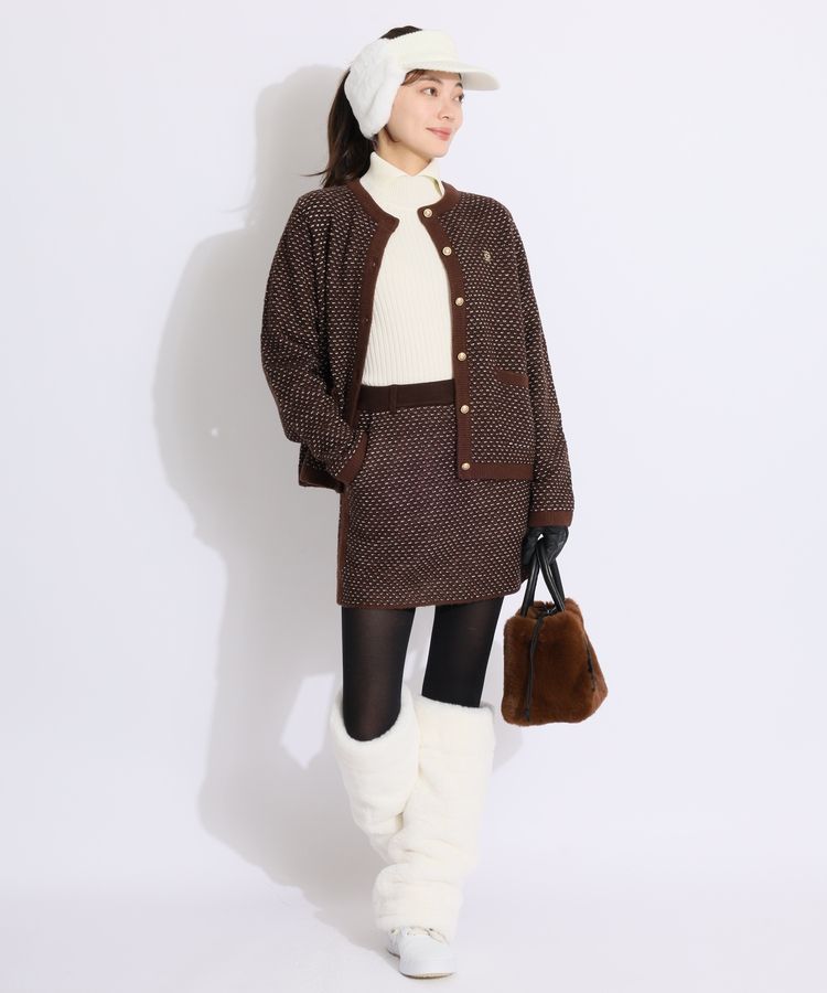 セントアンドリュース SA 裏地付きツイード風ニットカーディガン