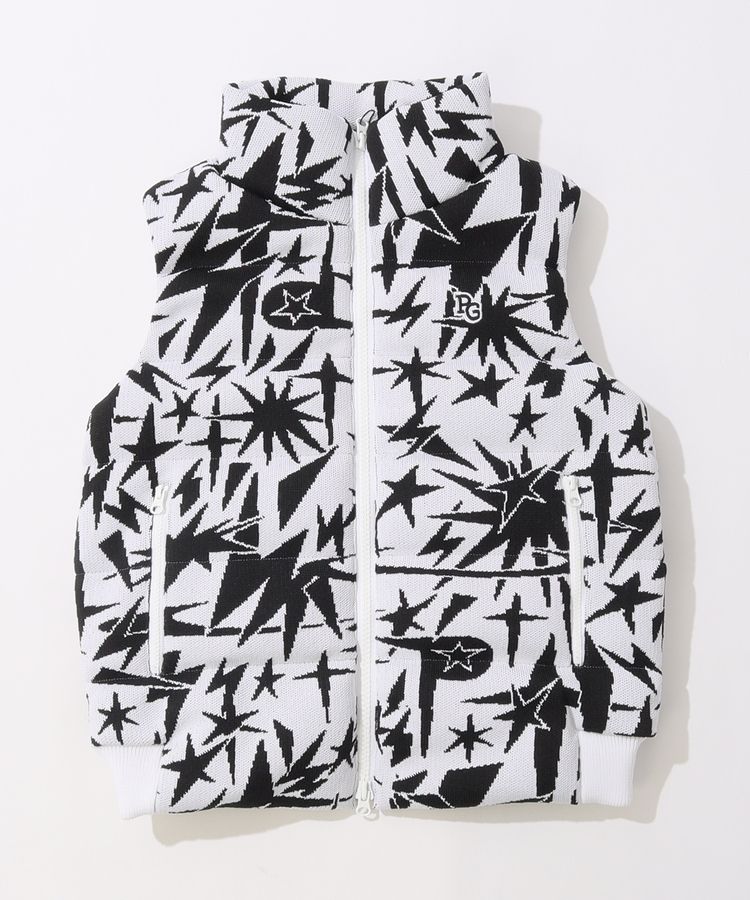 パーリーゲイツ PG スタンドネックジャガードダウンベスト レディース