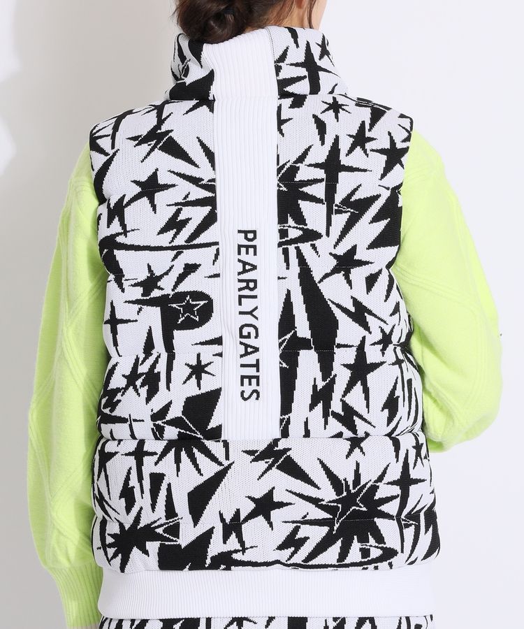 パーリーゲイツ PG スタンドネックジャガードダウンベスト レディース