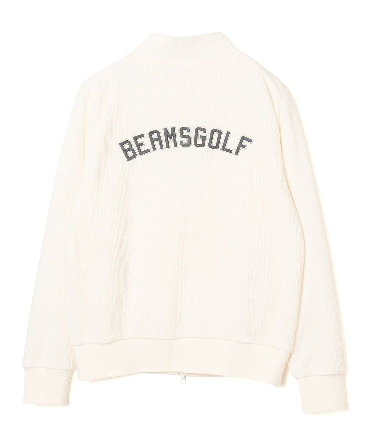 ビームスゴルフ　裏地付き ラメリブ ニット ブルゾン ビームスゴルフ BE 【防風ストレッチ】バックロゴ裏地付きニット