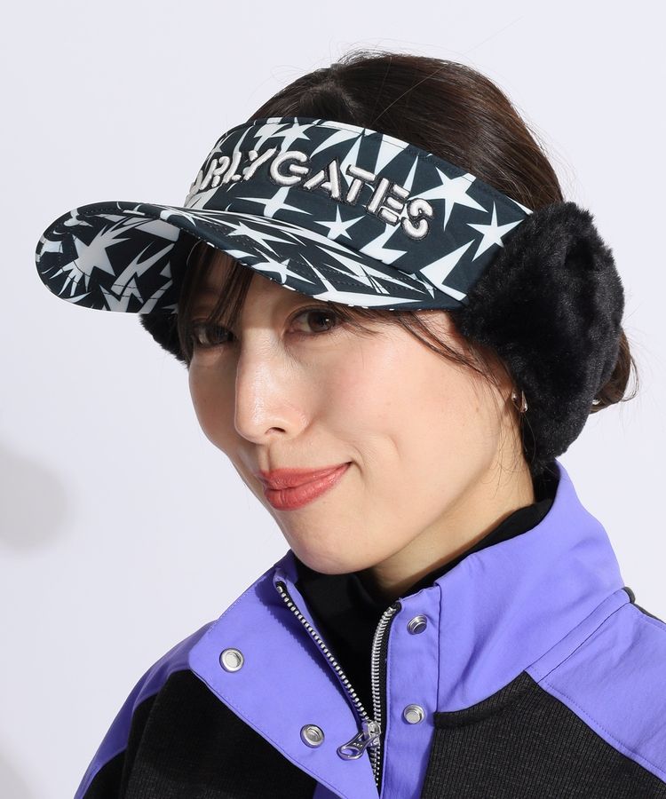 パーリーゲイツ PG ギザ星柄イヤーマフ付きサンバイザー