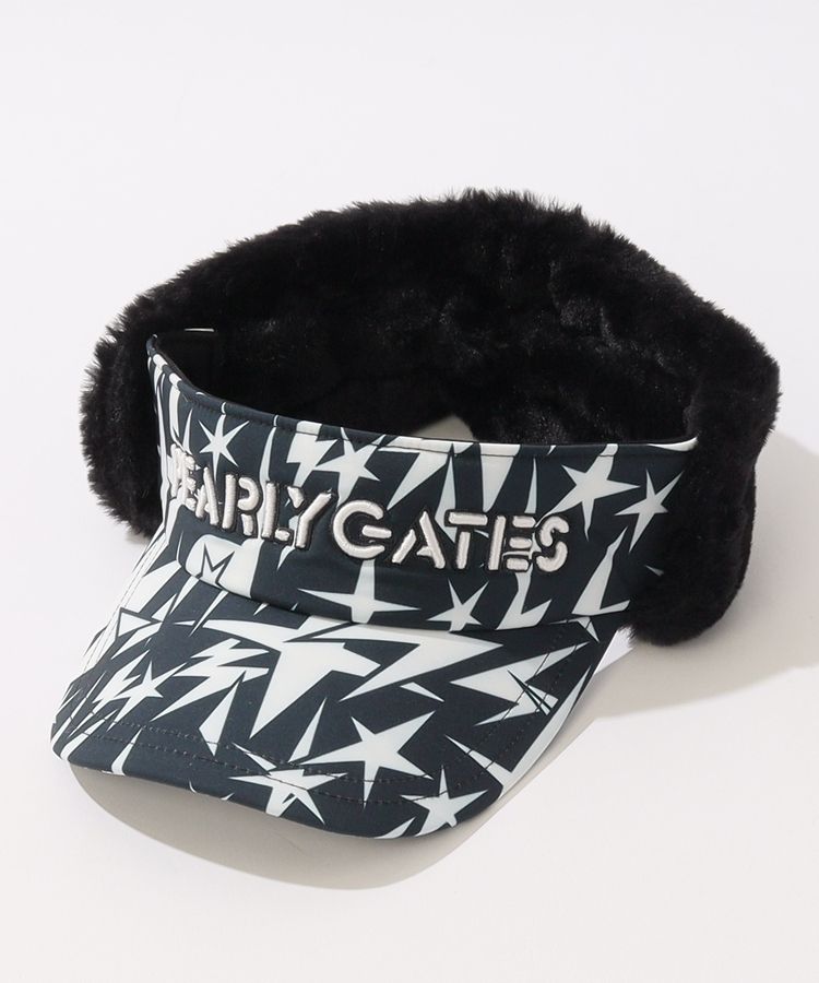 パーリーゲイツ PG ギザ星柄イヤーマフ付きサンバイザー レディース