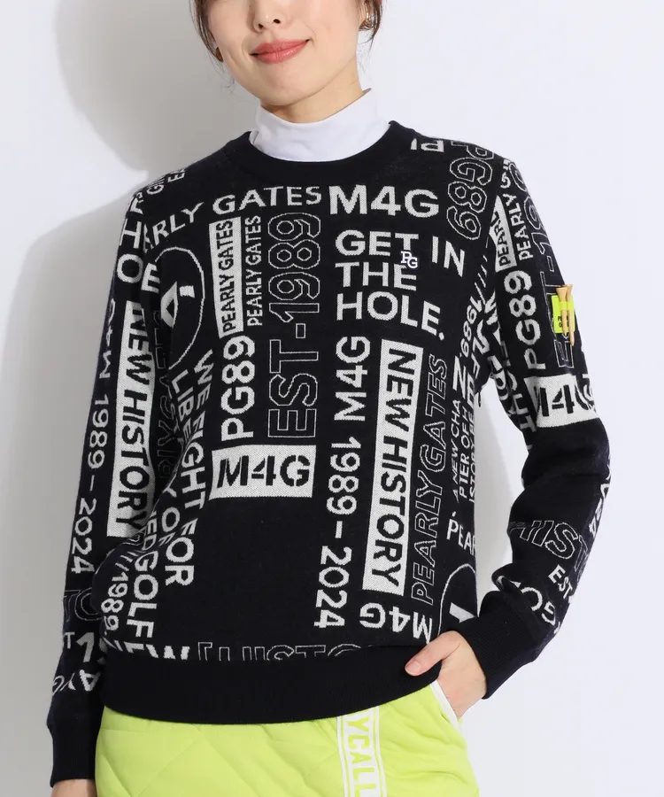 パーリーゲイツ PG 【吸湿発熱】微起毛バックロゴスタンドネック長袖