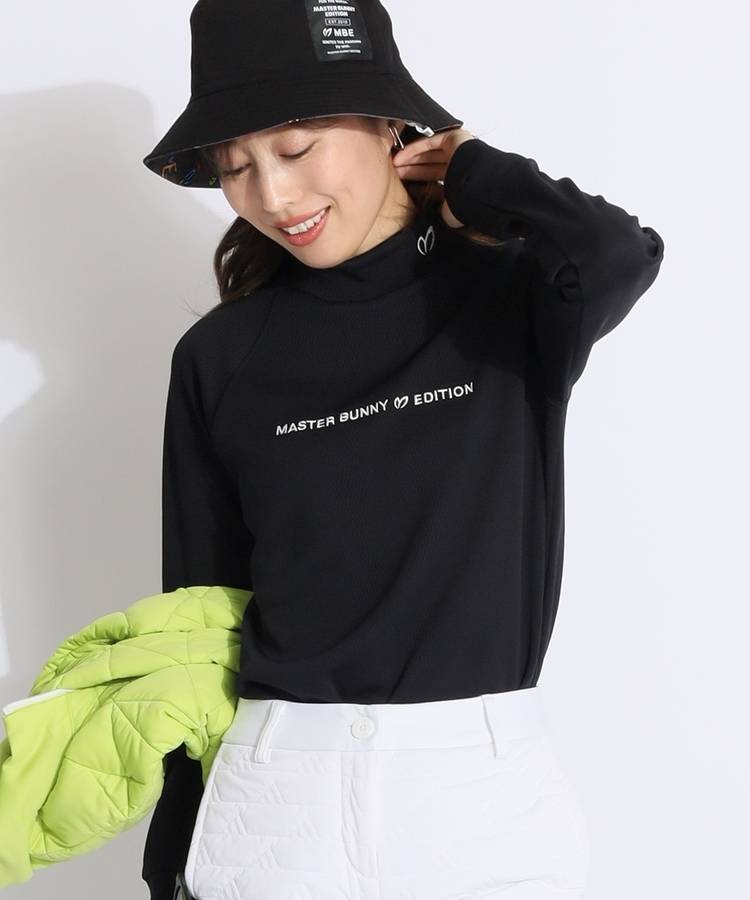 MB バックロゴラインメッシュモックネック長袖カットソー
