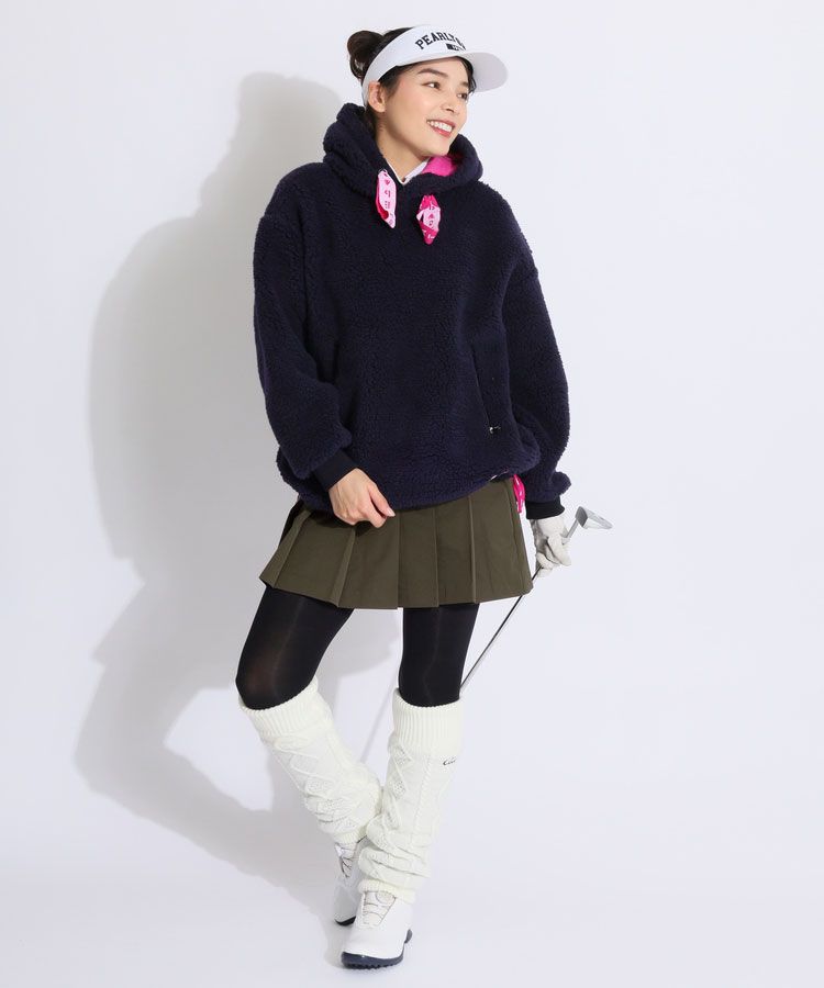 ★美品★PEARLY GATES　裾ドロストシープボアパーカー　サイズ　0 パーリーゲイツ PG 裾ドロストシープボアパーカー レディースゴルフ