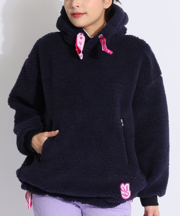 ★美品★PEARLY GATES　裾ドロストシープボアパーカー　サイズ　0 パーリーゲイツ PG 裾ドロストシープボアパーカー レディースゴルフ