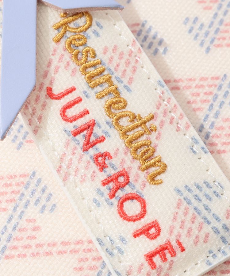【レザレクション】美品 カートバッグ 総柄 ロゴ クリア ピンク ジュン＆ロぺ JR 【レザレクションコラボ】舟形デザイン総柄