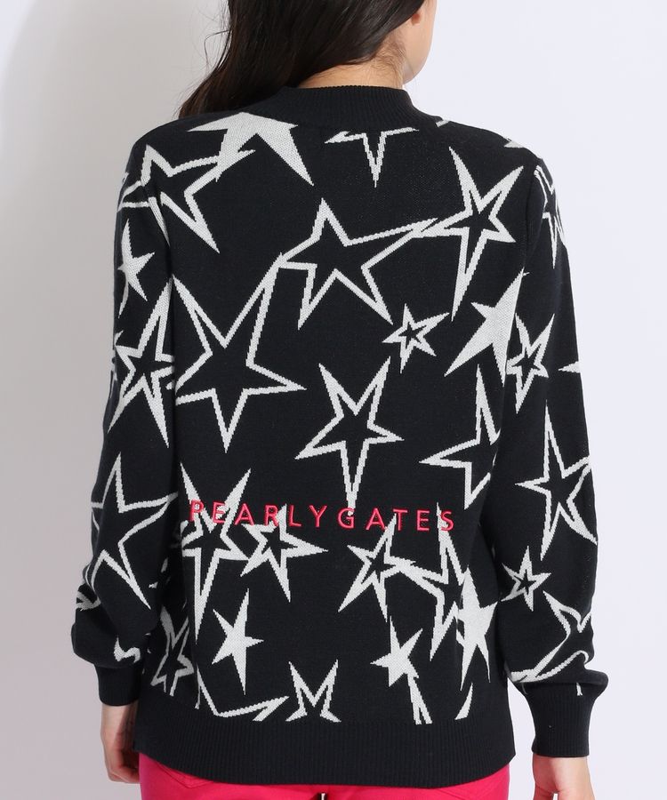 パーリーゲイツ PG バックロゴ星柄ジャガードハイネックニット