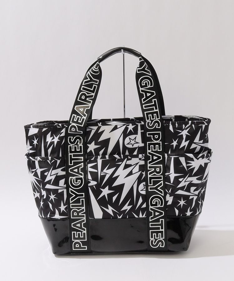 新品【PEARLY GATES】2025年2WAYギザ星柄 ゴルフカートバッグ パーリーゲイツ PG ギザ星柄2WAYエナメル切替トートバッグ レディース
