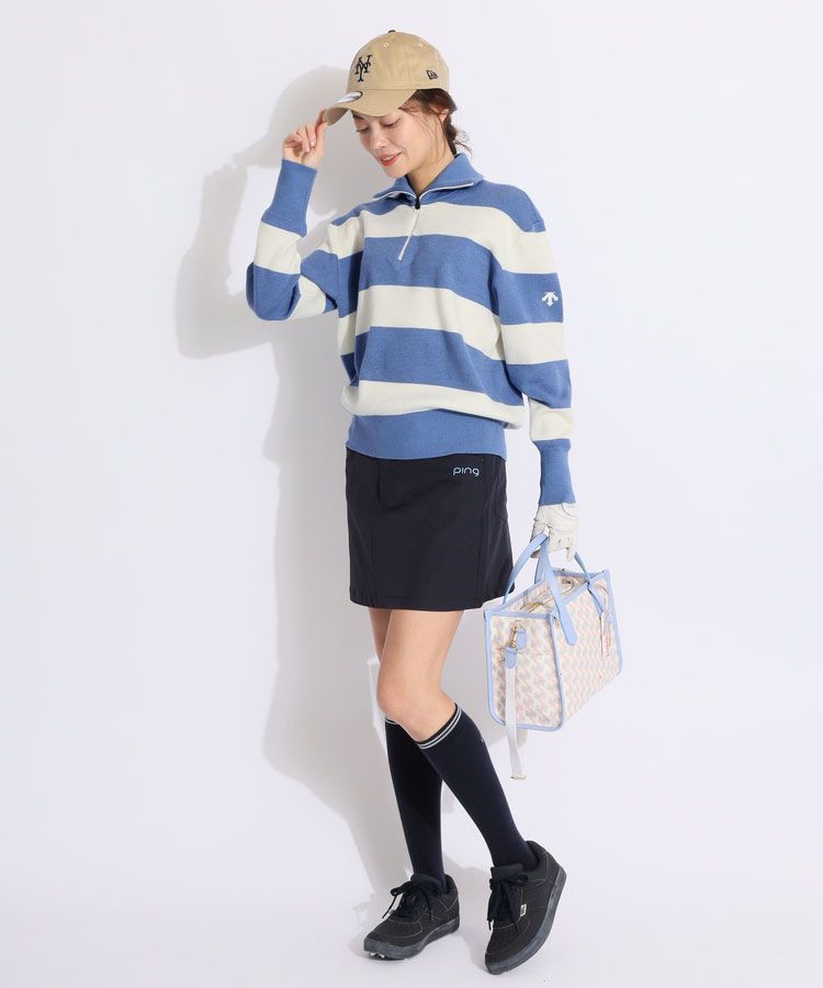 デサントゴルフ DE ワイドボーダーハーフジップニット レディース