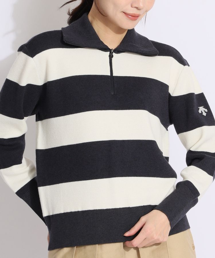 デサントゴルフ DE ワイドボーダーハーフジップニット レディース