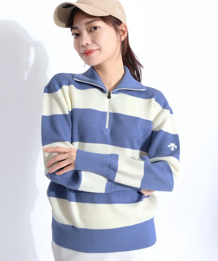 デサントゴルフ ハーフジップ ニットジャケット 青黒 L