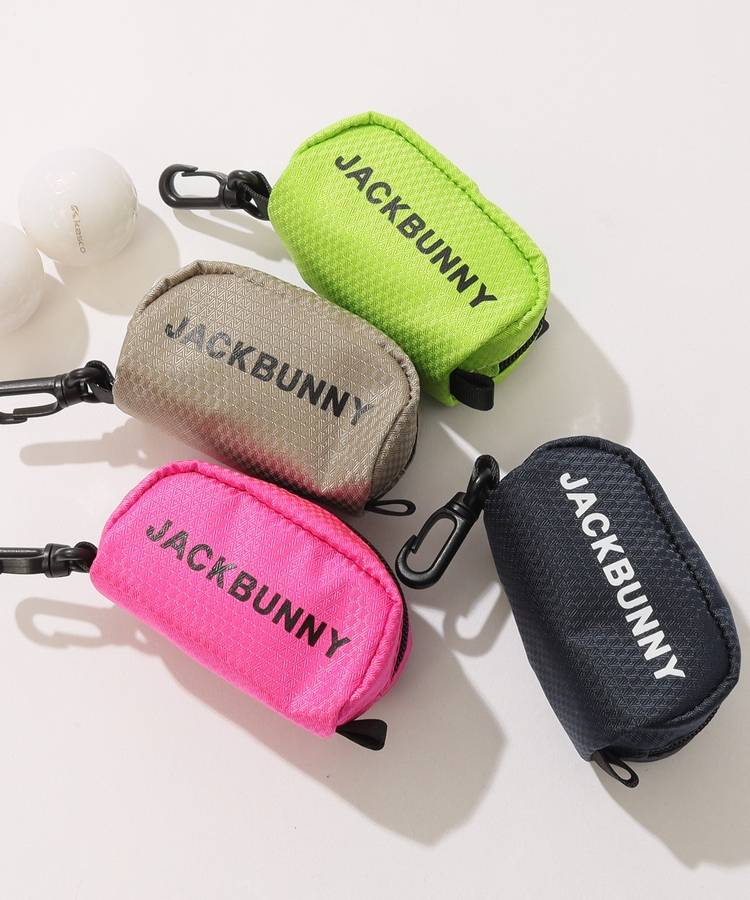 JACKBUNNY ピンクポーチとボール入れ ジャックバニー JB ロゴプリントフック付きボールポーチ