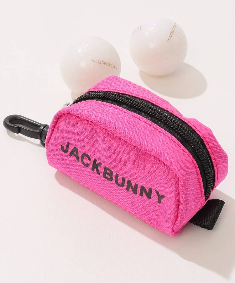 JACKBUNNY ピンクポーチとボール入れ ジャックバニー JB ロゴプリントフック付きボールポーチ