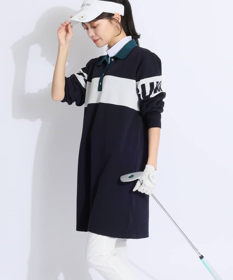 JB クレリックカラーパネル切替ジャガードニットワンピース