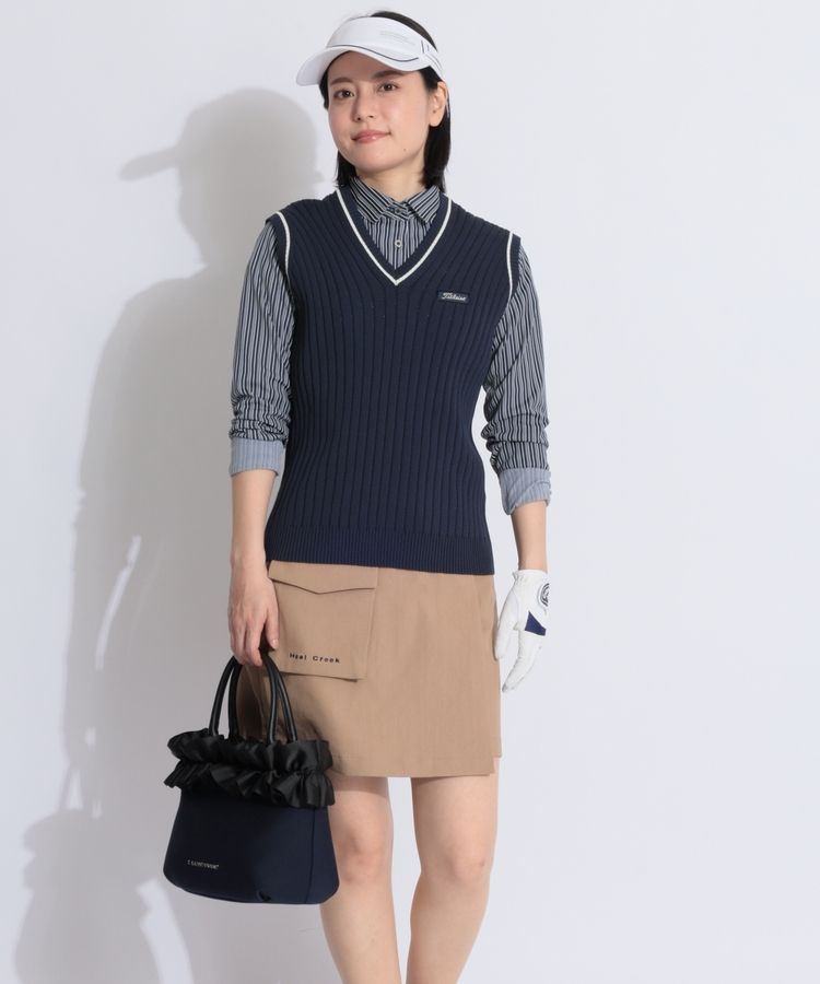 ランバンスポール  サンバイザー と スカート の SET  38　ネイビー LANVIN SPORT 公式 ランバン スポール ニットサンバイザー