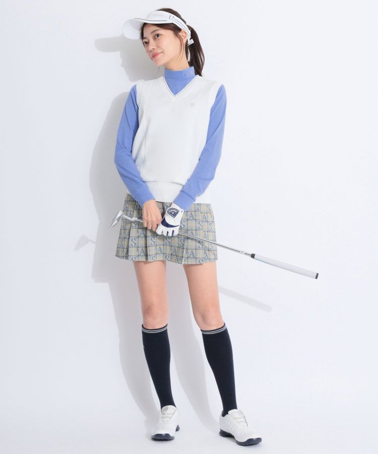 ランバンスポール  サンバイザー と スカート の SET  38　ネイビー ランバン スポール LV 【部分UV】バックリボン配色ラインサン