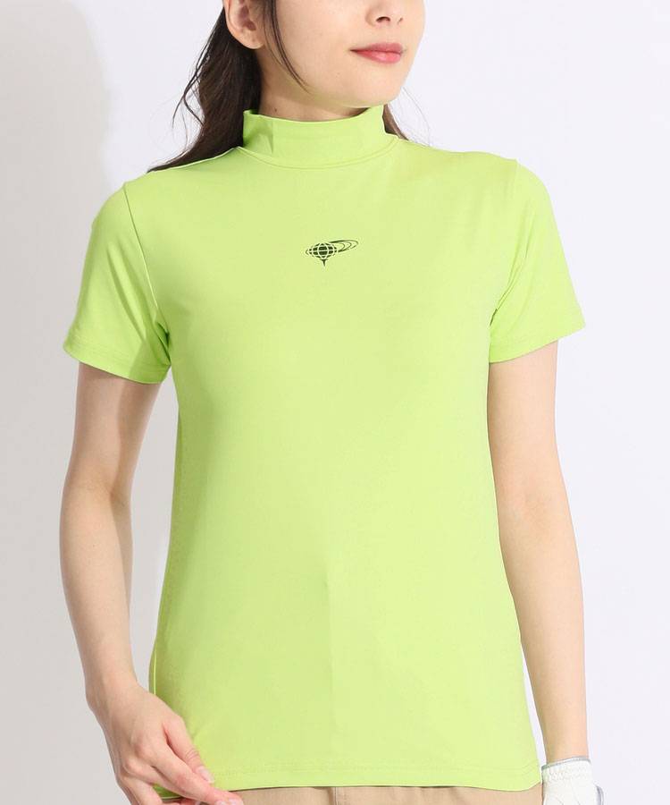 BE 【吸水速乾UV】バックロゴラインモックネック半袖カットソー