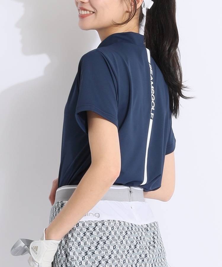 BE 【吸水速乾UV】バックロゴラインモックネック半袖カットソー