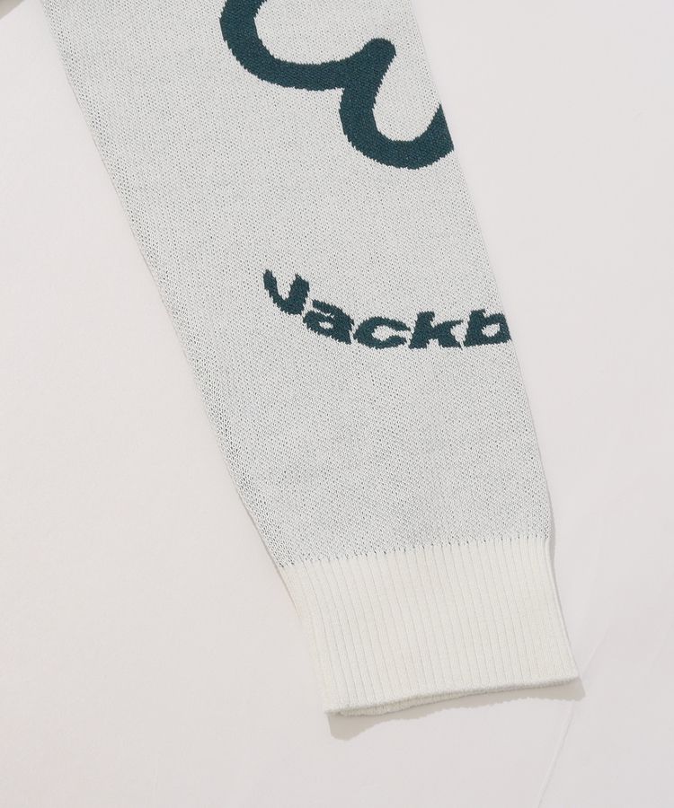 【新品タグ付】ジャックバニー　レディース　Ｍ　クルーネックニット　ゴルフ　総柄 ジャックバニー JB ジャガードプルオーバークルーネックニット