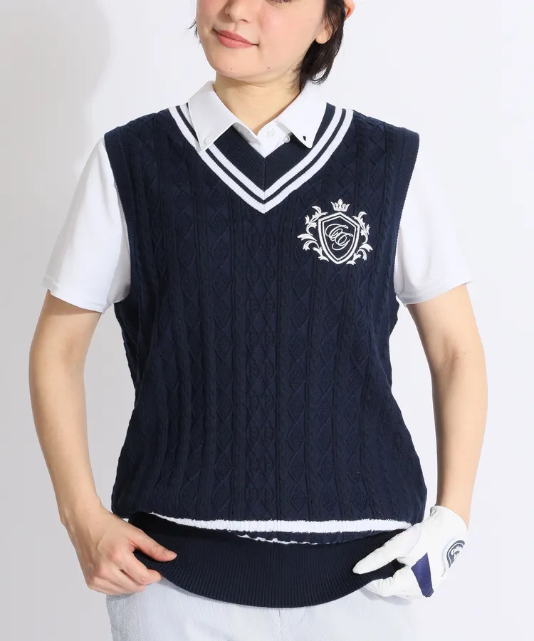 キャロウェイ CA ケーブル編みVネックニットベスト レディースゴルフ