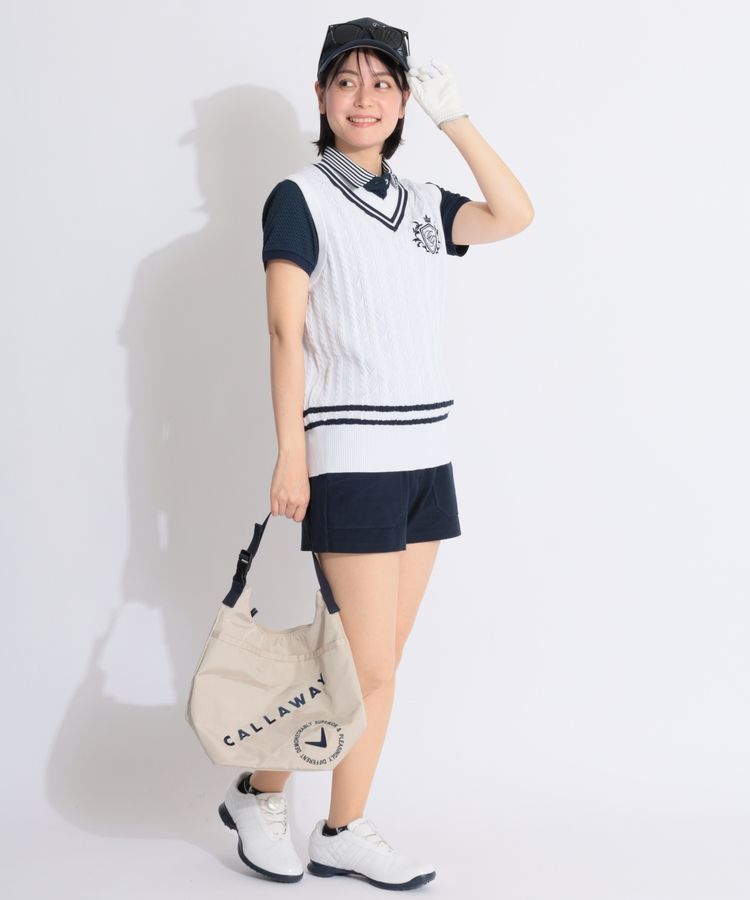 Callaway - coco 中古 キャロウェイ Callaway レディース ベスト L 白 ホワイト Vネック ニット ケーブル編み Callaway - coco 中古 キャロウェイ Callaway レディース ベスト