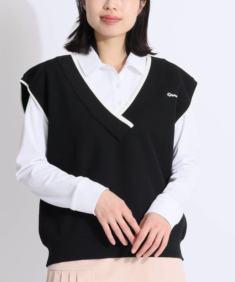 Devereux Golf スカル刺繍 Vネックサマーベスト セール】ワンポイント刺繍 Vネックニットベスト（ベスト