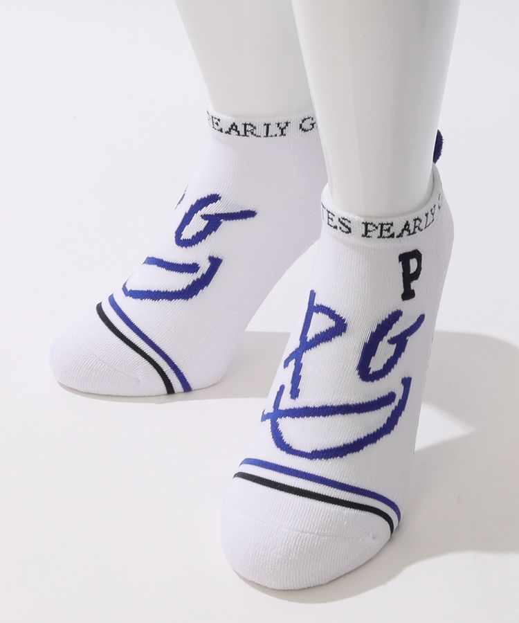 パーリーゲイツ PG ペイント風ロゴポンポン付きアンクルソックス