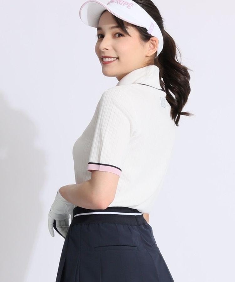 ジュン＆ロぺ JR スリーブライン衿付きリブ5分袖ニット レディース