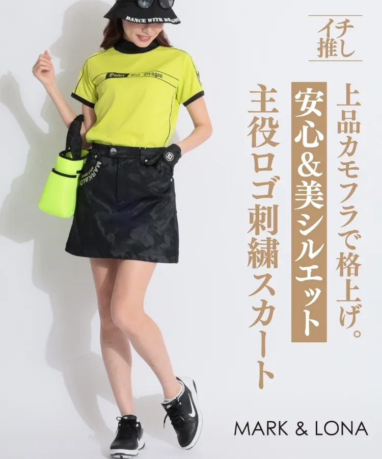 MARK&LONA - マーク＆ロナ 一体型ペチパンツ◆艶スカルカモフラスカート完売商品 マーク＆ロナ ML 一体型ペチパンツ付きロゴ刺繍カモフラスカート