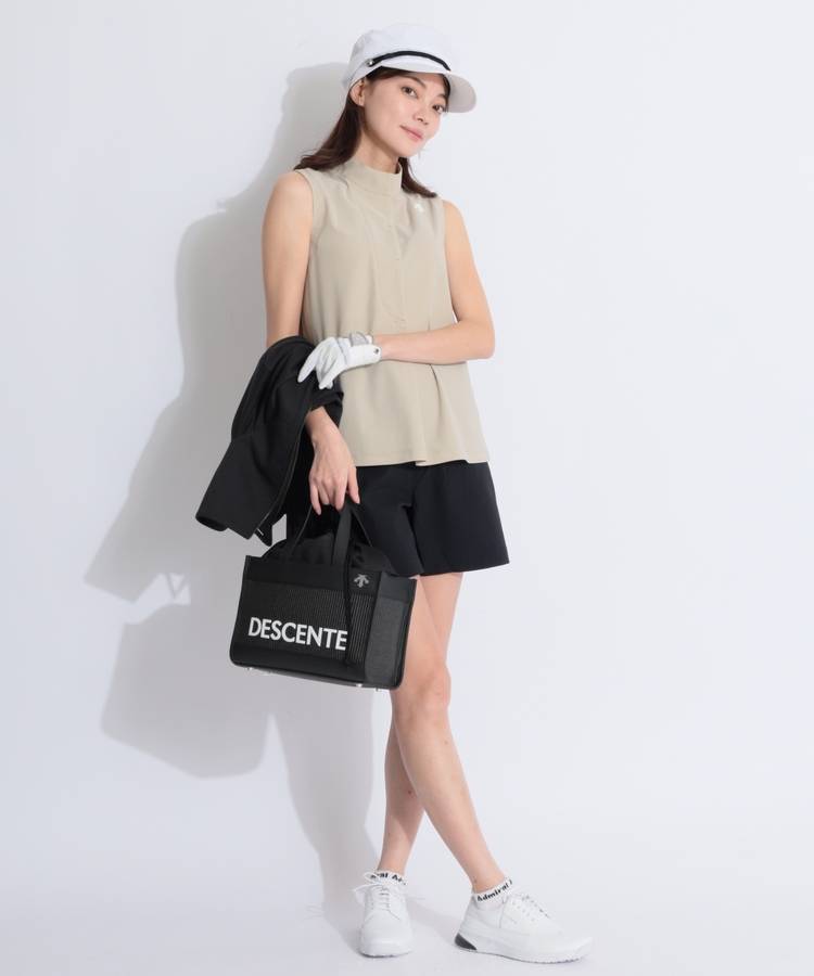DESCENTE - デサントゴルフ　レディース　ゴルフウェア　Mサイズ　   ノースリーブ　★新品★ デサントゴルフ DE 【UVストレッチ】スタンドカラーノースリーブ
