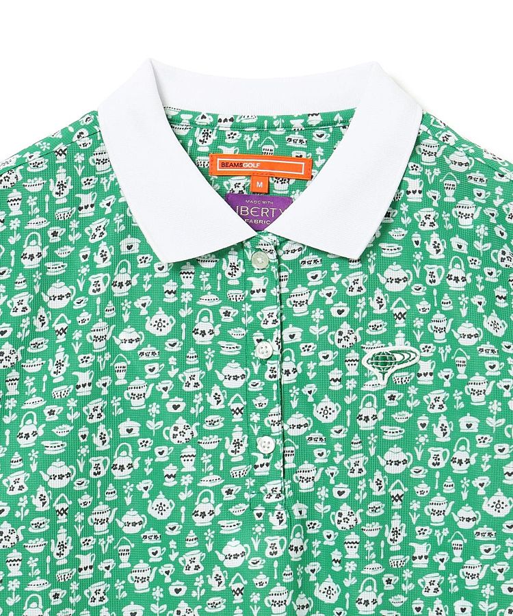 ビームスゴルフ BE 【LIBERTY】リバティカフェ柄長袖ポロシャツ