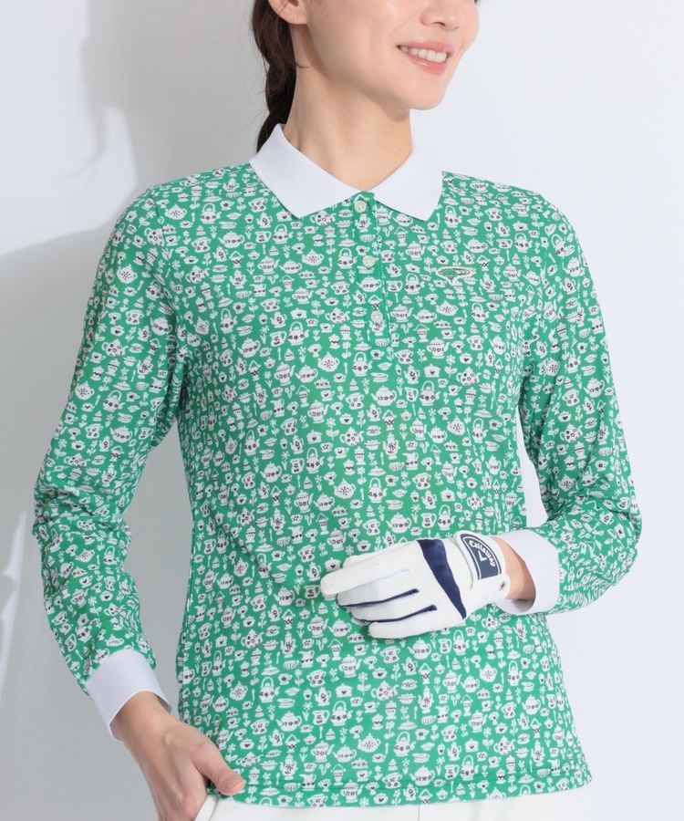 ビームスゴルフ BE 【LIBERTY】リバティカフェ柄長袖ポロシャツ