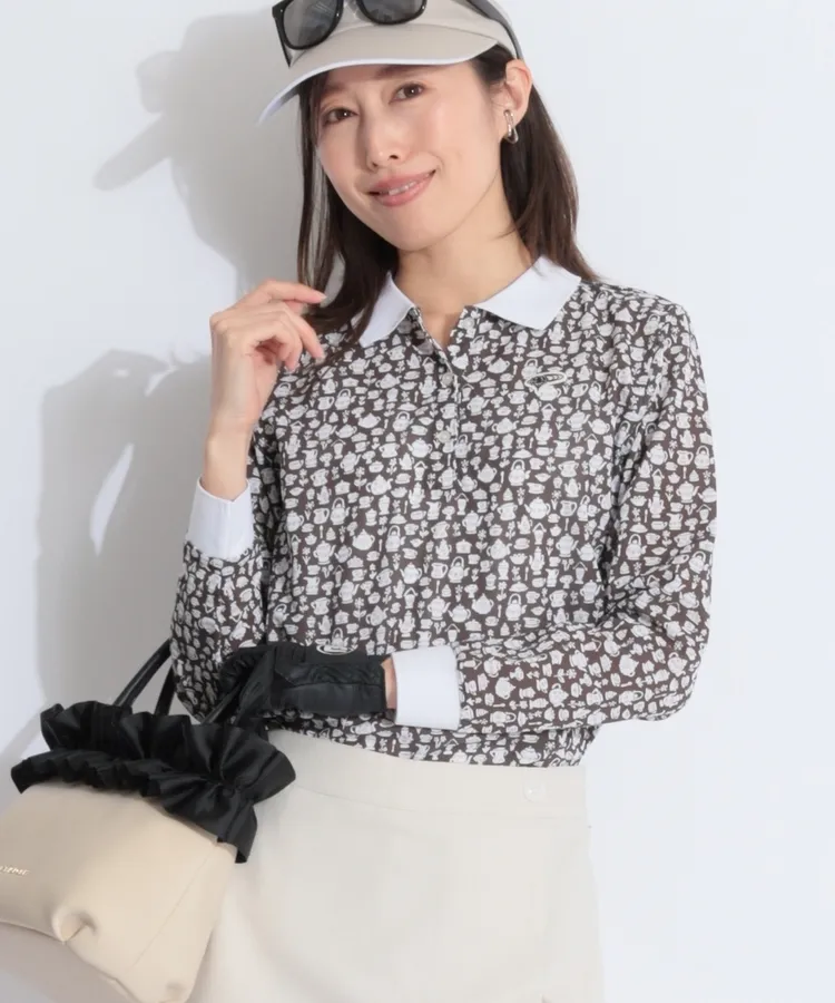 ビームスゴルフ BE 【LIBERTY】リバティカフェ柄長袖ポロシャツ