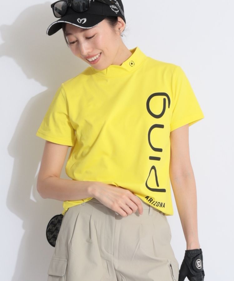 ピン PN 【リサイクル】ビッグロゴプリントモックネック半袖カットソー